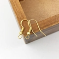 Golden S925 sterling silver ear hook with ball and coil for DIY jewelry making - Gold Stamped 925 Ear Hook (11782)