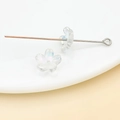 Perles de fleurs cerisier irisées en verre translucide avec épingle bicolore pour DIY - Pétale de fleur de cerisier (26966)