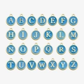 Set di 26 ciondoli alfabeto in smalto blu e lega d'oro per la creazione di gioielli - Lettera A / Blu