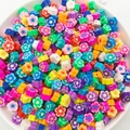 Perles florales colorées en pâte polymère pour bracelets DIY et bijoux faits main - Fleur (14036) / 100 Pièces/Paquet (9mm)