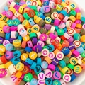 Perles alphabet rondes colorées pour bijoux DIY et bracelets personnalisés - Lettres (14038) / 100 Pièces/Paquet (9mm)