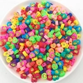 Mélange coloré de perles smileys cœur et rondes en pâte polymère pour bijoux DIY - Cœur (14042) / 100 Pièces/Paquet (9mm)