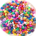 Perles millefiori colorées en pâte polymère en forme de cœur et rondes pour bijoux DIY - Fleur de Cœur (14045) / 100 Pièces/Paquet (9mm)
