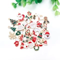 Set mit 50 Mix-Weihnachtsanhängern aus Emaille mit Weihnachtsmann und Baum für DIY - Gemischt 30 Weihnachts-Emaille-Stile (HK416)