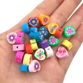 Détails de perles colorées en pâte polymère à motifs floraux pour bijoux DIY à la main - Style de Fleur de Cœur (14045) / Pack de 100