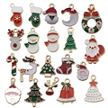 Mischung aus weihnachtlichen Emaille-Anhängern mit Weihnachtsmann- und Rentier-Motiven in Gold - HK365-20 Stile Legierungs-Emaille-Weihnachtsset