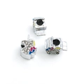 Silver unicorn charm bead with colorful enamel and crystals for DIY charm bracelets - Unicorn Large Hole Bead (14672)
