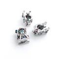 Ferris wheel bead with colorful rhinestones in silver-plated alloy for DIY bracelets - Windmill Large Hole Bead (14673)