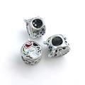 Silver unicorn charm beads set with colorful enamel drip oil for DIY bracelets - Unicorn Large Hole Bead Type B (14676)