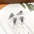 Set of 4 vintage silver alloy Celtic knot charms for DIY jewelry bracelet making - Hanging Bail 7x15mm Hole 3mm-1g-3496
