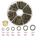 Antique bronze open jump rings set in 4-12mm sizes for DIY jewelry making - Antique Bronze (With Opener)