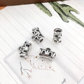 Vintage silver hollow charms with floral patterns for personalized bracelet making - Hanging Bail 11x9mm Hole 3mm-1g-6534