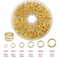 Golden open jump rings kit in various sizes for DIY jewelry making with tool - Gold (With Opener)