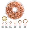 Rose gold jump ring kit with 4mm-12mm sizes and opening tool in 6-grid plastic box - Rose Gold (With Opener)