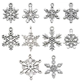 Set mit 10 silbernen Schneeflocken-Anhängern aus Legierung für DIY-Weihnachtsbasteln - M184-Antiksilber Schneeflocke (10 Stile x 8)