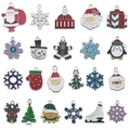 20 gemischte Weihnachts-Emaille-Anhänger mit Weihnachtsmann und Bäumen für DIY-Basteln - M538-Emaille Weihnachten + Weiß K (22 Stile)