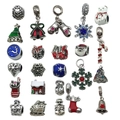 25er Set Weihnachts-Emaille-Anhänger mit Rentier, Schneeflocken und festlichen Motiven - SN652-24 Weihnachtsperlen-Set mit großem Loch 1
