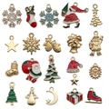 20er Set Weihnachts-Emaille-Anhänger aus Legierung für DIY-Schmuckherstellung und Basteln - SN595-KC Gold + Emaille Weihnachten (20 Stile)