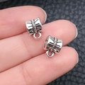 Antique silver alloy cylinder bead connector for DIY bracelet making on fingertips - Hanging Bail 7x9mm Hole 5mm-0.5g-8281