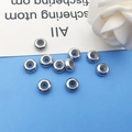Polished silver slider beads with silicone stopper for DIY bracelet making - 1 Piece (8x8mm) / Positioning Bead (14835) / Silver