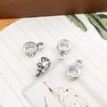 Set of four antique silver alloy connector beads with spiral engraving for bracelets - Hanging Bail 7x11mm Hole 4.5mm-0.7g-8909