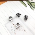 Set of four antique silver alloy bead spacers with gear grooves for DIY jewelry making - Hanging Bail 5x10mm Hole 4.5mm-0.65g-8910
