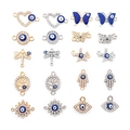 Conectores Evil Eye azules en oro y plata con detalles de pedrería brillante - 20 Ojos Turcos Mixtos