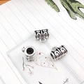 Vintage silver alloy bail beads with embossed arch patterns for DIY charm bracelets - Hanging Bail 6x10mm Hole 4.5mm-1.1g-8911
