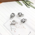 Set of 4 vintage silver alloy bead charms with large holes for DIY jewelry bracelets - Hanging Bail 5x11mm Hole 4.5mm-0.6g-8912