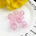 Cuentas de acrílico rosa transparente facetadas con agujero grande para hacer joyas - Cuenta Facetada Rosa (14628)