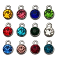Lot de 12 pendentifs pierre de naissance en argent et strass colorés pour bijoux DIY - Ensemble de 12 Pierres d'Étoile Argentées (SN574)