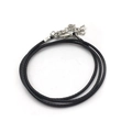 Collar cordón encerado negro 1,5mm con cierre mosquetón plateado y cadena extensible - Pack de 100 / Negro (11161)