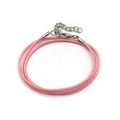 Collar cordón encerado rosa 1,5 mm con cierre de langosta plateado y cadena de extensión - Pack de 100 / Rosa (11168)