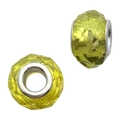 Cuentas de acrílico facetadas amarillo brillante con núcleo metálico para bisutería DIY - Cuenta Facetada de Resina Amarilla (13254)