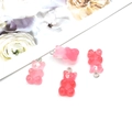 Pink gradient resin gummy bear charms with metal hooks for DIY jewelry making - Pink Gradient Style (12560)