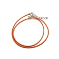 Collar de cordón encerado naranja de 1,5 mm con cierre de langosta plateado y cadena ajustable - Pack de 100 / Naranja (12668)