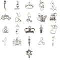 21 styles of antique silver medical charms including stethoscope and nurse hat for DIY - Medical Theme Style Set (SN0003)