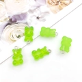 Translucent green resin gummy bear charms with silver metal loops for DIY crafts - Green Style (12571)