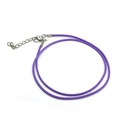 Collar ajustable de cordón encerado morado de 1,5 mm con cierre de langosta y extensión - Pack de 100 / Púrpura Claro (12671)