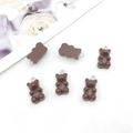 Dark brown resin bear charms with metal rings for DIY jewelry making and crafts - Chocolate Style (12574)