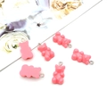 Pink resin gummy bear pendants with silver metal loops for DIY jewelry making - Rose Red Style (12575)