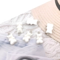 White 3D resin bear charms for DIY jewelry making with silver metal rings - White Style (12576)