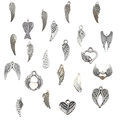 20pcs assorted vintage silver dragonfly wing alloy pendants for DIY necklace and jewelry making - SN13 Antique Silver Wing Set 22 Styles (SN13)