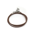 Collar de cordón encerado marrón de 1,5mm con cierre de mosquetón de plata y extensión - Individual / Café Claro (11162)