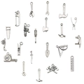 Set of 21 silver alloy mini tool charms including saw, wrench, and hammer for DIY jewelry - Ancient Silver Tool Series