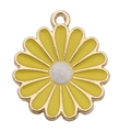 Daisy flower charm in yellow and white alloy with gold trim for DIY jewelry - Yellow Large Sunflower Style