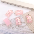 Pink resin candy pendant with Sweet text and glitter sequins for DIY jewelry making - Pink Rectangular Candy (12581)