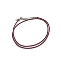 Cordón de collar trenzado burdeos 1,5mm con cierre de mosquetón plateado y extensión - Individual / Rojo Vino (12667)