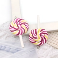DIY colorful spiral lollipop resin pendant charms with metal rings for jewelry making - Rose Yellow Round Lollipop (12585)