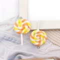 Orange and yellow spiral resin lollipop pendant with metal loop for DIY jewelry making - Yellow Orange Round Lollipop (12588)